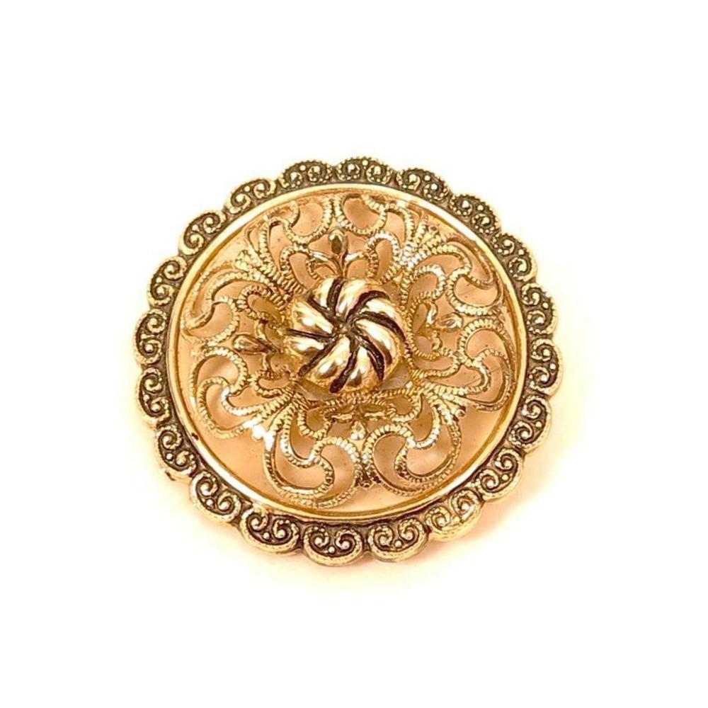 Western Germany Gold Toned Filigree Floral Vintage Signed Pretty Scarf Clip*F53